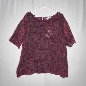 Coldwater Creek Burnout Velvet Top Women 2X Dark Red Whimsy Romantic Fairy